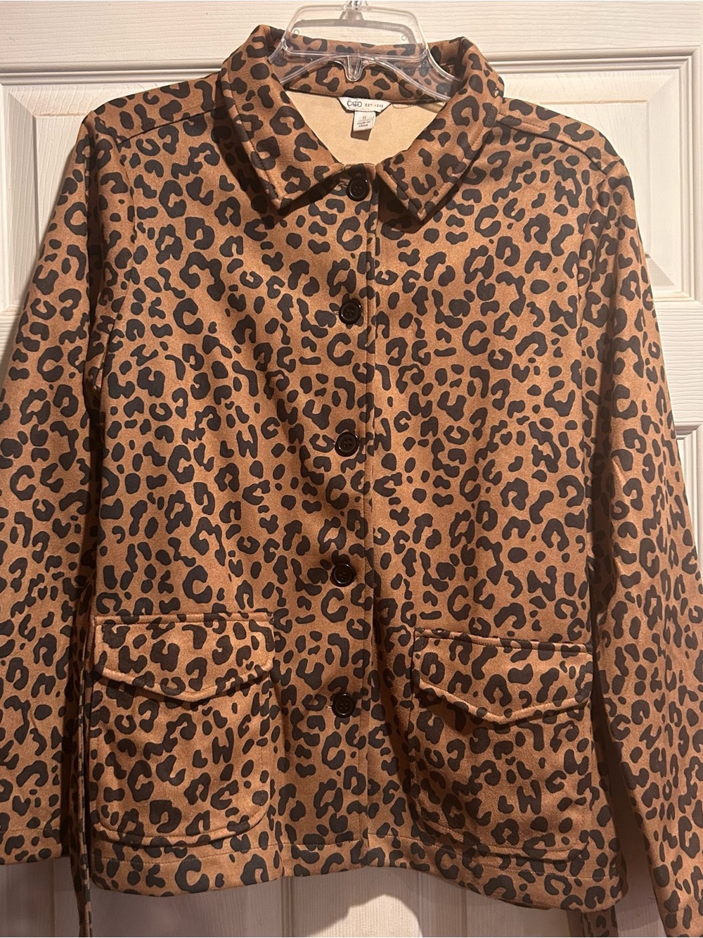Cato Brown/Tan and Black Leopard Print Fringe Blazer Jacket - Picture 4 of 4